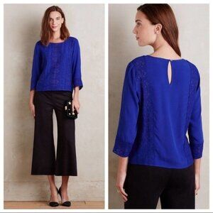 🦋 ANTHROPOLOGIE MEADOW RUE Royal Blue Salina Top XS